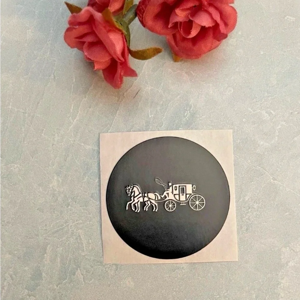 COACH. 3 Piece: Canvas & Leather Corner Zip Wristlet & Free Gift Box & Stickers. - Picture 15 of 16